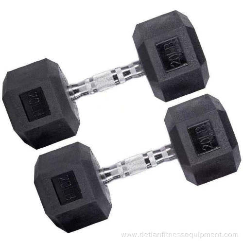 power training equipment hex rubber dumbbell set